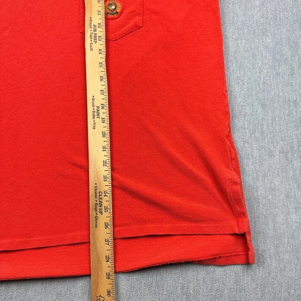 Vintage Polo Ralph Lauren Sweater Men Medium Orange Cotton Long Sleeves Made USA